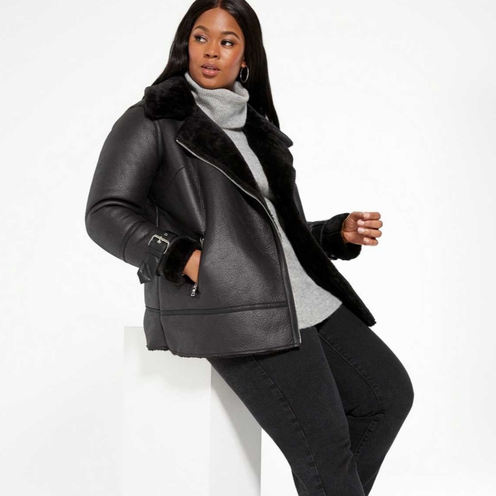 New Look Fur Trim Aviator Jacket
